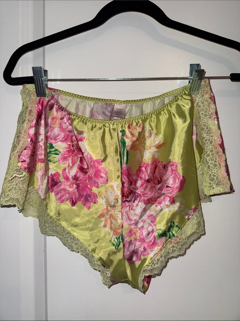 Victoria Secret Small Shorts Yellow Floral Lace EUC